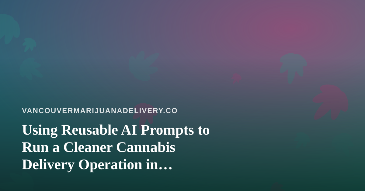 Using Reusable AI Prompts to Run a Cleaner Cannabis Delivery Operation in Vancouver